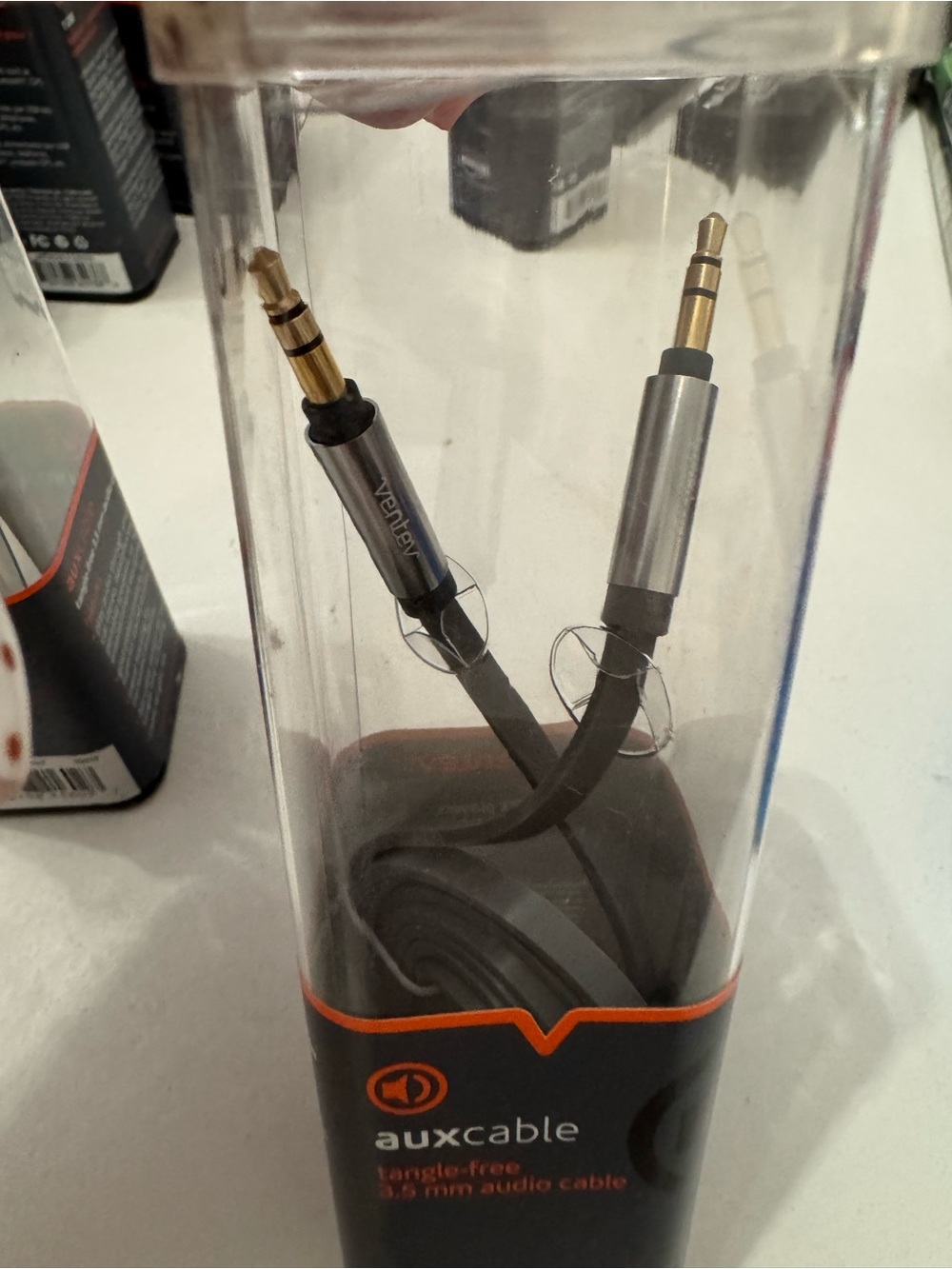 Auxcable Tangle-Free 3.5mm Audio Cable - Black